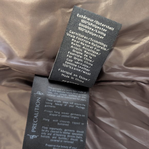 Mackage Dark Brown Puffer Jacket with Fur Trim - Picture 7 of 7